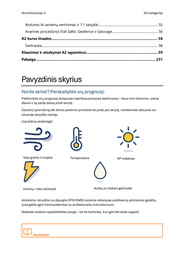 A2 drono egzaminas Lietuvoje – Išplėstinė teorija, pilna mokymosi medžiaga ir 500+ egzamino tipo klausimų bei atsakymų