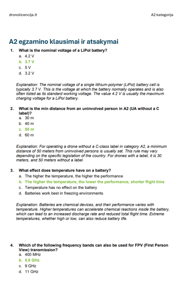 A2 drono egzaminas Lietuvoje – Išplėstinė teorija, pilna mokymosi medžiaga ir 500+ egzamino tipo klausimų bei atsakymų - Image 5