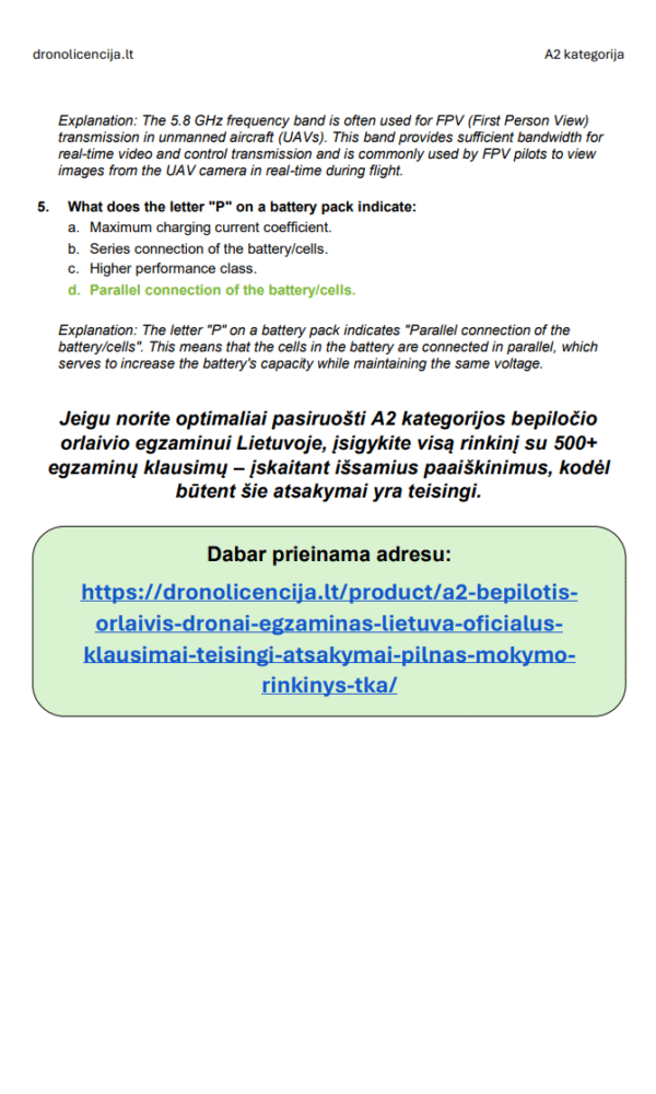 A2 drono egzaminas Lietuvoje – Išplėstinė teorija, pilna mokymosi medžiaga ir 500+ egzamino tipo klausimų bei atsakymų - Image 6