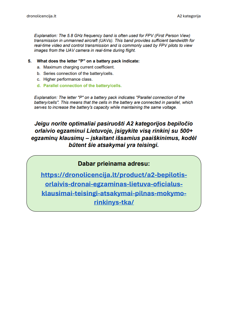 A2 drono egzaminas Lietuvoje – Išplėstinė teorija, pilna mokymosi medžiaga ir 500+ egzamino tipo klausimų bei atsakymų - Image 6